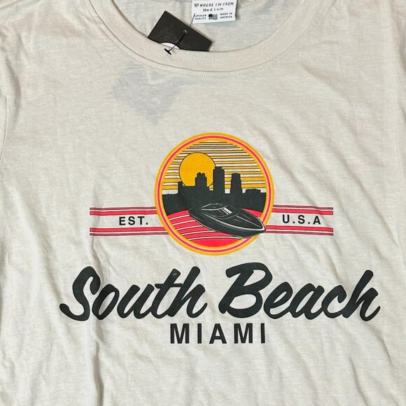 Miami "Where I’m From" South Beach Oversized Crop Tee | Cream | Size M | NWT - Picture 4 of 4